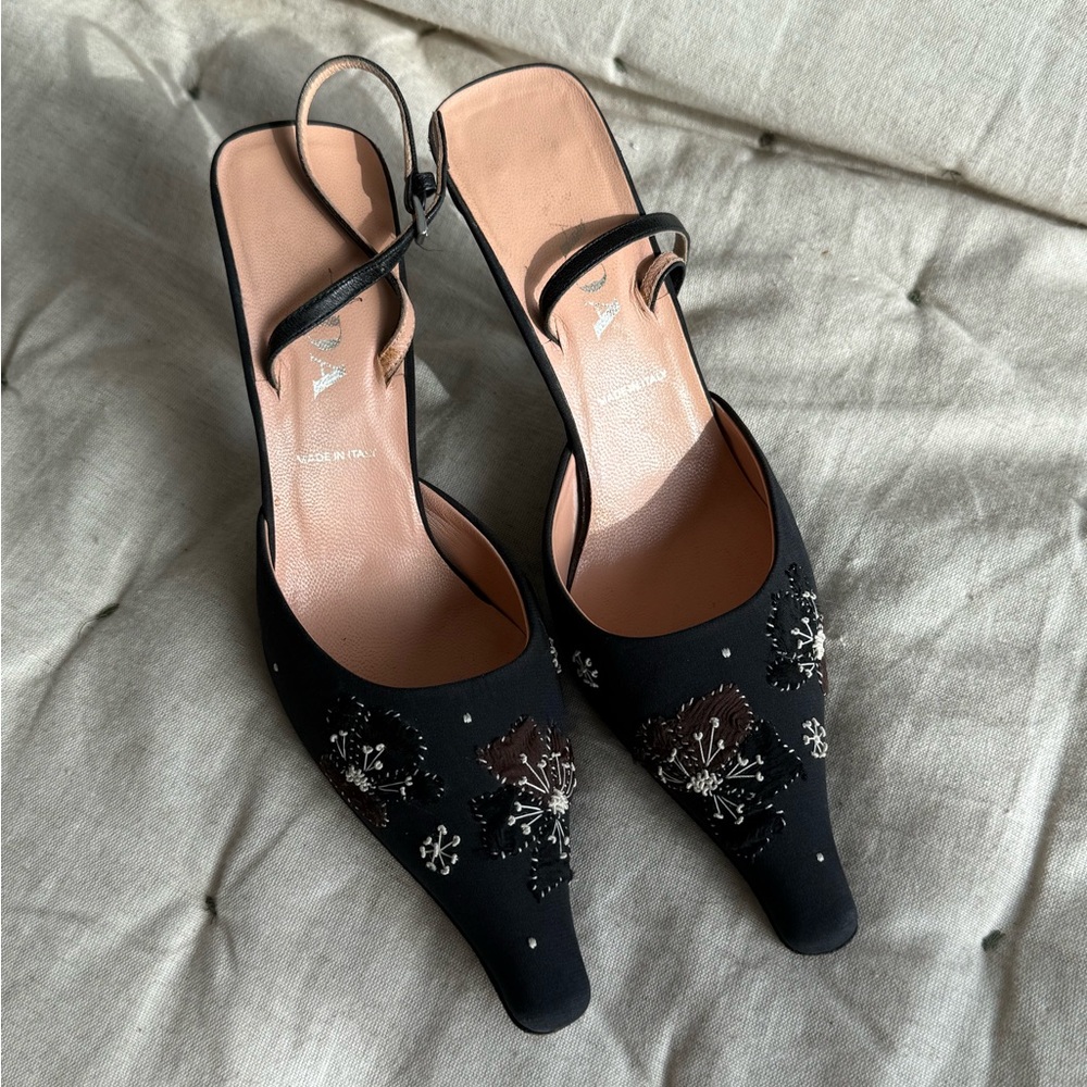 PRADA vintage kitten heel sling backs
